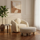 Manhattan Comfort Tribeca Mid-Century Modern Chenille Accent Ottoman in Cream