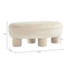 Manhattan Comfort Tribeca Mid-Century Modern Chenille Accent Ottoman in Cream