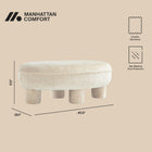 Manhattan Comfort Tribeca Mid-Century Modern Chenille Accent Ottoman in Cream