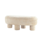 Manhattan Comfort Tribeca Mid-Century Modern Chenille Accent Ottoman in Cream