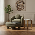 Manhattan Comfort Tribeca Mid-Century Modern Chenille Accent Ottoman in Olive Green