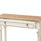 Baxton Studio Marquetterie French Provincial Style Weathered Oak and White Wash Distressed Finish Wood Two-Tone Console Table