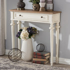 Baxton Studio Marquetterie French Provincial Style Weathered Oak and White Wash Distressed Finish Wood Two-Tone Console Table