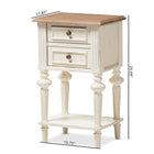 Baxton Studio Marquetterie French Provincial Style Weathered Oak and White Wash Distressed Finish Wood Two-Tone 2-Drawer and 1-Shelf Nightstand