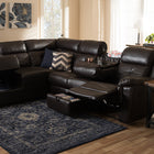 Baxton Studio Roland Modern and Contemporary Dark Brown Faux Leather 2-Piece Sectional with Recliner and Storage Chaise