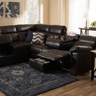 Baxton Studio Roland Modern and Contemporary Dark Brown Faux Leather 2-Piece Sectional with Recliner and Storage Chaise