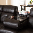 Baxton Studio Roland Modern and Contemporary Dark Brown Faux Leather 2-Piece Sectional with Recliner and Storage Chaise