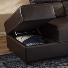 Baxton Studio Roland Modern and Contemporary Dark Brown Faux Leather 2-Piece Sectional with Recliner and Storage Chaise