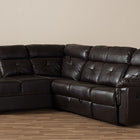 Baxton Studio Roland Modern and Contemporary Dark Brown Faux Leather 2-Piece Sectional with Recliner and Storage Chaise