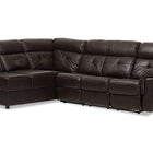 Baxton Studio Roland Modern and Contemporary Dark Brown Faux Leather 2-Piece Sectional with Recliner and Storage Chaise