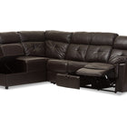 Baxton Studio Roland Modern and Contemporary Dark Brown Faux Leather 2-Piece Sectional with Recliner and Storage Chaise