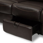 Baxton Studio Roland Modern and Contemporary Dark Brown Faux Leather 2-Piece Sectional with Recliner and Storage Chaise