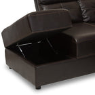 Baxton Studio Roland Modern and Contemporary Dark Brown Faux Leather 2-Piece Sectional with Recliner and Storage Chaise