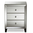 Baxton Studio Chevron Modern and Contemporary Hollywood Regency Glamour Style Mirrored 3-Drawers End Table