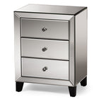 Baxton Studio Chevron Modern and Contemporary Hollywood Regency Glamour Style Mirrored 3-Drawers End Table