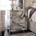 Baxton Studio Chevron Modern and Contemporary Hollywood Regency Glamour Style Mirrored 3-Drawers End Table