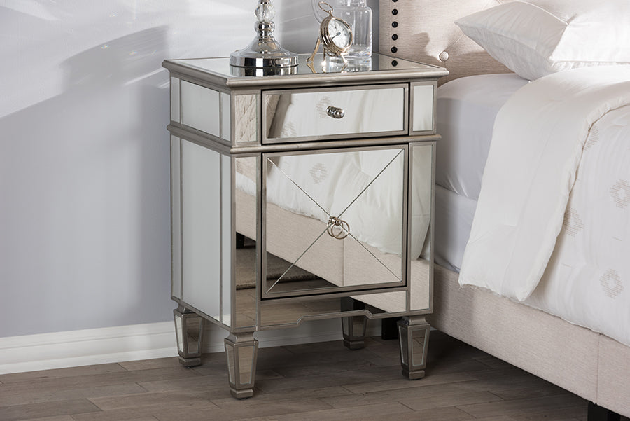 Baxton Studio Claudia Hollywood Regency Glamour Style Mirrored End Table