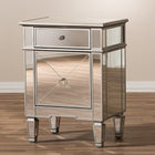 Baxton Studio Claudia Hollywood Regency Glamour Style Mirrored Nightstand