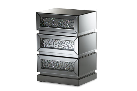 Baxton Studio Sabrina Hollywood Regency Glamour Style Mirrored 3-Drawer End Table