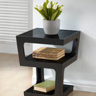 Baxton Studio Clara Black Modern End Table with 3-Tiered Glass Shelves
