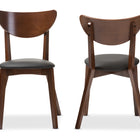 Baxton Studio Sumner Mid-Century Black Faux Leather and Walnut Brown Dining Chair