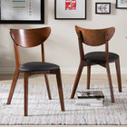 Baxton Studio Sumner Mid-Century Black Faux Leather and Walnut Brown Dining Chair