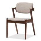 Baxton Studio Elegant Mid-Century Dark Walnut Wood Grey Fabric Upholstered Dining Armchair