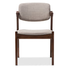 Baxton Studio Elegant Mid-Century Dark Walnut Wood Grey Fabric Upholstered Dining Armchair