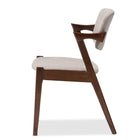 Baxton Studio Elegant Mid-Century Dark Walnut Wood Grey Fabric Upholstered Dining Armchair