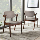 Baxton Studio Elegant Mid-Century Dark Walnut Wood Grey Fabric Upholstered Dining Armchair