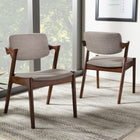 Baxton Studio Elegant Mid-Century Dark Walnut Wood Grey Fabric Upholstered Dining Armchair