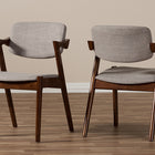 Baxton Studio Elegant Mid-Century Dark Walnut Wood Grey Fabric Upholstered Dining Armchair