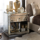 Baxton Studio Rochadh Modern and Contemporary Hollywood Glamour Style 1-drawer and 1-shelf End Table