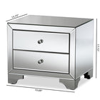 Baxton Studio Farrah Hollywood Regency Glamour Style Mirrored 2-Drawer Nightstand