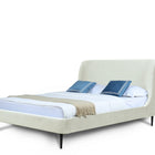 Manhattan Comfort Heather Mid-Century Modern Velvet Upholstered Full Bed in Cream and Black