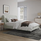 Manhattan Comfort Heather Mid-Century Modern Velvet Upholstered Full Bed in Cream and Black