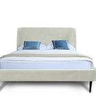 Manhattan Comfort Heather Mid-Century Modern Velvet Upholstered Full Bed in Cream and Black