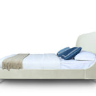 Manhattan Comfort Heather Mid-Century Modern Velvet Upholstered Full Bed in Cream and Black