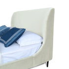 Manhattan Comfort Heather Mid-Century Modern Velvet Upholstered Full Bed in Cream and Black