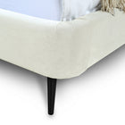 Manhattan Comfort Heather Mid-Century Modern Velvet Upholstered Full Bed in Cream and Black