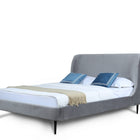 Manhattan Comfort Heather Mid-Century Modern Velvet Upholstered Full Bed in Gray and Black