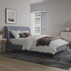 Manhattan Comfort Heather Mid-Century Modern Velvet Upholstered Full Bed in Gray and Black