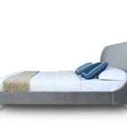 Manhattan Comfort Heather Mid-Century Modern Velvet Upholstered Full Bed in Gray and Black
