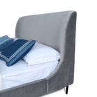Manhattan Comfort Heather Mid-Century Modern Velvet Upholstered Full Bed in Gray and Black