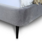 Manhattan Comfort Heather Mid-Century Modern Velvet Upholstered Full Bed in Gray and Black