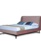 Manhattan Comfort Heather Mid-Century Modern Velvet Upholstered Queen Bed in Blush and Black
