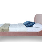 Manhattan Comfort Heather Mid-Century Modern Velvet Upholstered Queen Bed in Blush and Black
