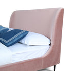 Manhattan Comfort Heather Mid-Century Modern Velvet Upholstered Queen Bed in Blush and Black