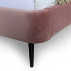 Manhattan Comfort Heather Mid-Century Modern Velvet Upholstered Queen Bed in Blush and Black