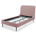 Manhattan Comfort Heather Mid-Century Modern Velvet Upholstered Twin Bed in Blush and Black